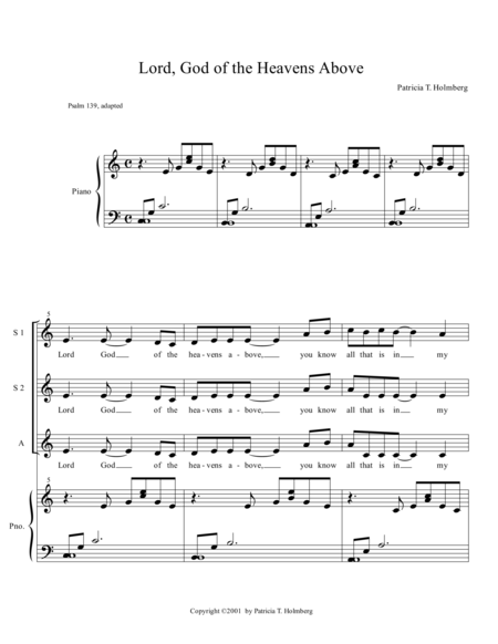 Lord God Of The Heavens Above Ssa Sheet Music