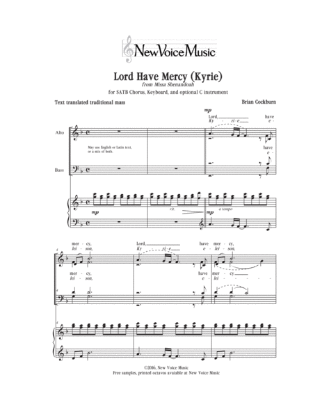 Free Sheet Music Lord Have Mercy Kyrie