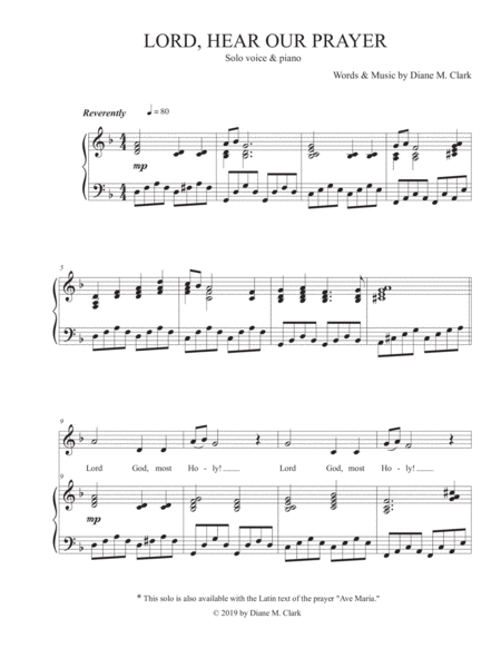 Lord Hear Our Prayer D Minor Sheet Music