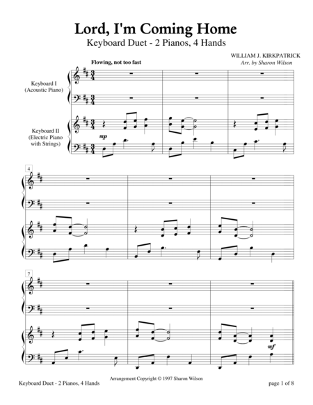 Lord I M Coming Home Keyboard Duet 2 Pianos 4 Hands Sheet Music