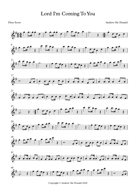 Lord I M Coming To You Flute Score Sheet Music