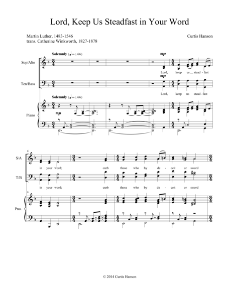 Lord Keep Us Steadfast In Your Word Satb Sheet Music