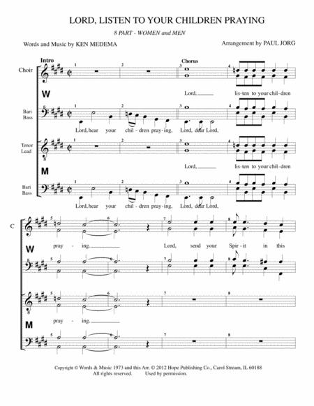 Free Sheet Music Lord Listen To Your Children Praying 8 Part Mixed Voices