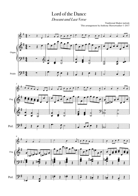 Free Sheet Music Lord Of The Dance Descant And Last Verse