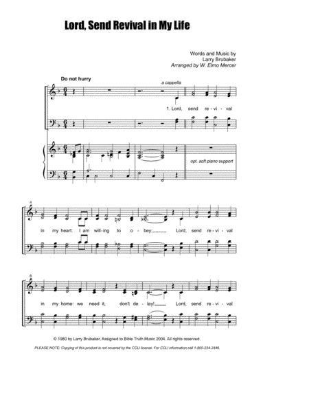 Free Sheet Music Lord Send Revival In My Life