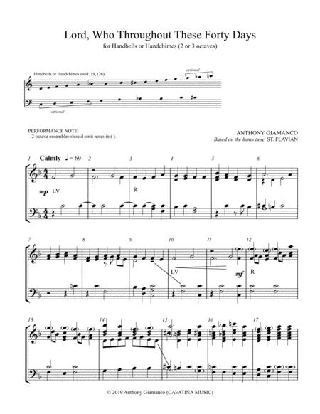 Lord Who Throughout These Forty Days 2 Or 3 Octave Handbells Or Handchimes Sheet Music