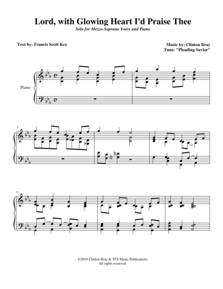 Free Sheet Music Lord With Glowing Heart I D Praise Thee