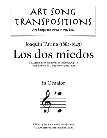 Free Sheet Music Los Dos Miedos Op 19 No 4 Transposed To C Major