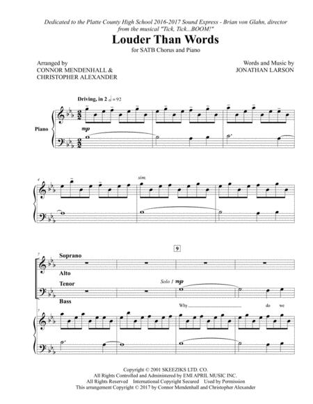 Free Sheet Music Louder Than Words From Tick Tick Boom