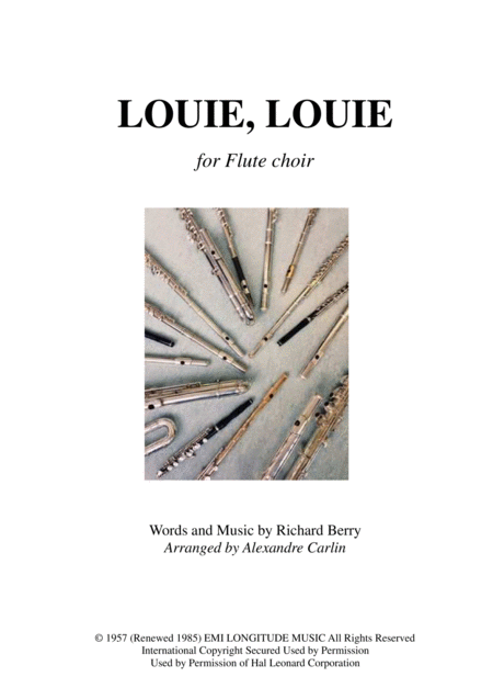 Louie Louie Flute Choir Or Ensemble Sheet Music