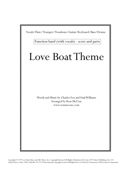 Love Boat Theme Vocals Band Sheet Music