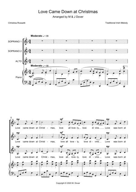 Love Came Down At Christmas Ssa Three Part Choir Upper Voices Sheet Music