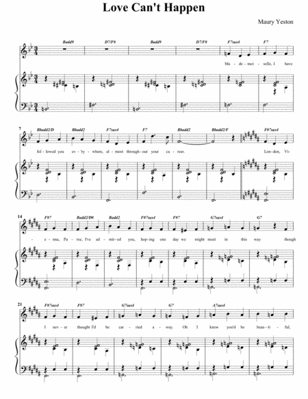 Love Cant Happen Sheet Music