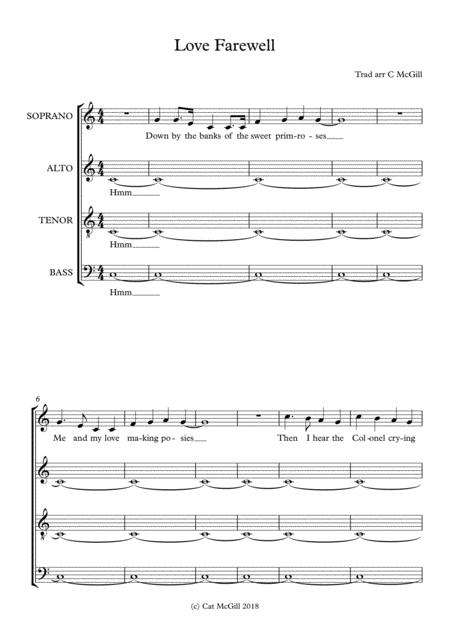 Love Farewell Haunting English Folk Song Arranged For A Cappella Choir Sheet Music