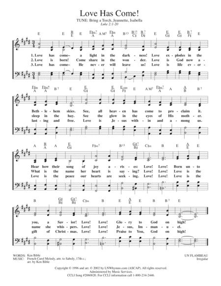 Love Has Come Key Of E Sheet Music