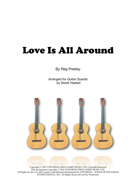 Love Is All Around For Guitar Quartet Sheet Music