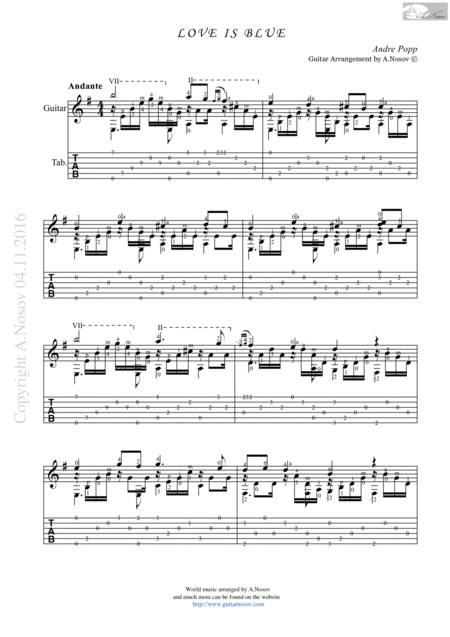 Love Is Blue Sheet Music For Guitar Sheet Music