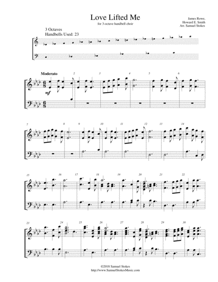 Free Sheet Music Love Lifted Me For 3 Octave Handbell Choir