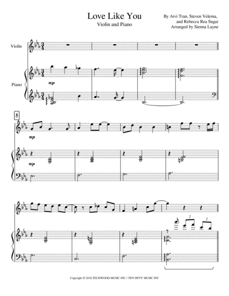 Love Like You Violin Solo Sheet Music