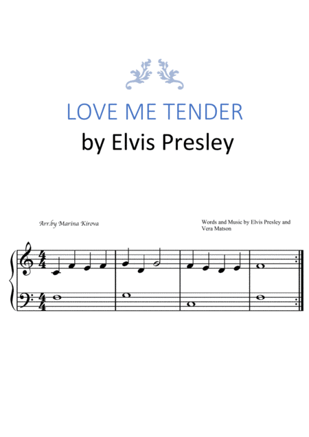 Free Sheet Music Love Me Tender Easy To Read Format