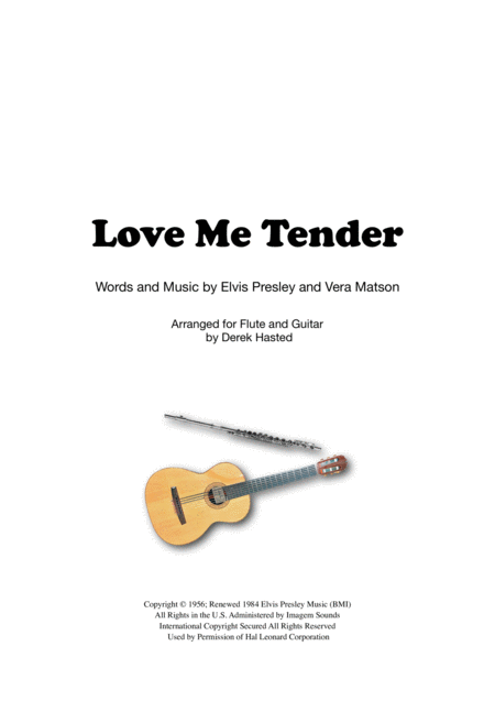 Free Sheet Music Love Me Tender For Easy Flute Guitar