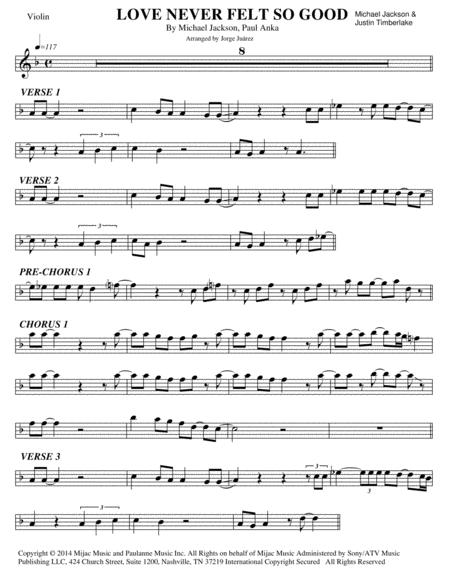 Free Sheet Music Love Never Felt So Good Violin