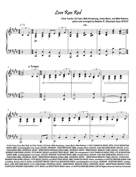 Love Ran Red At The Cross Piano Solo Arrangement Sheet Music