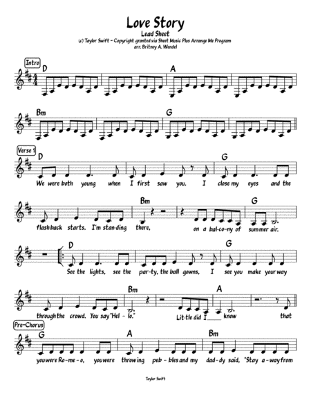 Love Story Lead Sheet Sheet Music