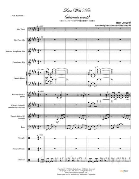 Free Sheet Music Love Was New Alternate Vocal Chicago Full Score Set Of Parts