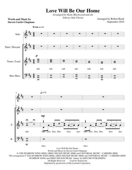 Love Will Be Our Home Female Acapella Arr Robert Rund Sheet Music