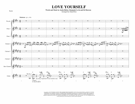 Love Yourself For Flutes Clarinets And Guitar Sheet Music