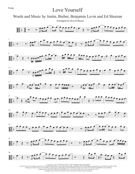 Free Sheet Music Love Yourself Viola