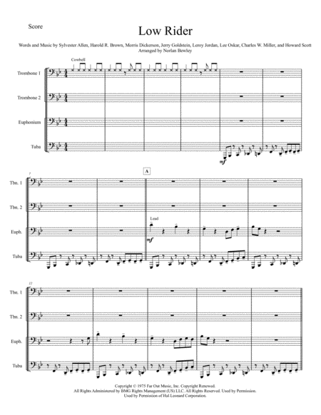 Free Sheet Music Low Rider Low Brass Quartet