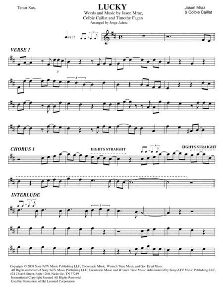 Free Sheet Music Lucky Tenor Sax