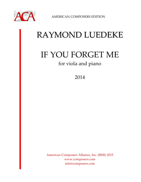 Luedeke If You Forget Me Viola And Piano Sheet Music