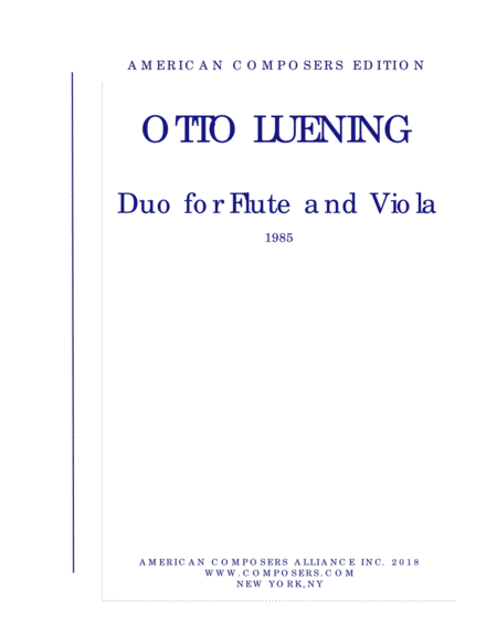 Free Sheet Music Luening Duo For Flute And Viola