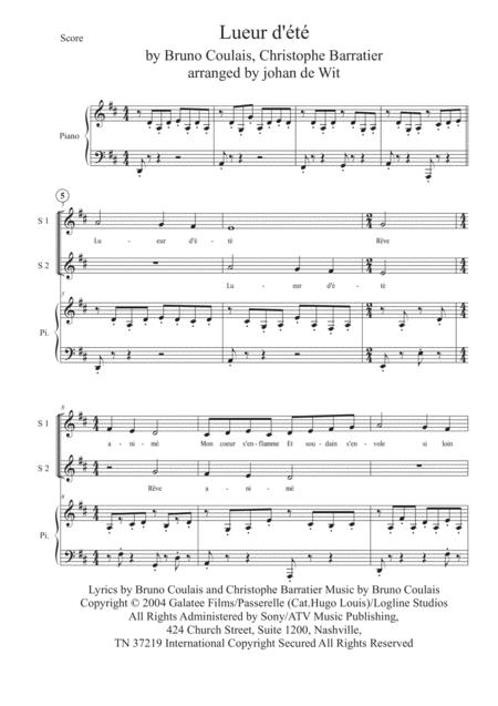 Free Sheet Music Lueur Dt For Ssa And Ensemble