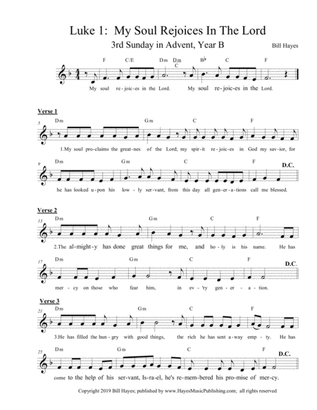 Luke 1 My Soul Rejoices In The Lord Sheet Music