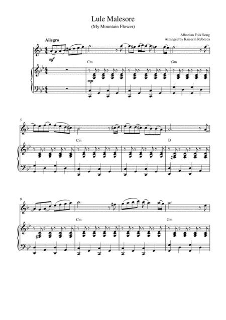 Free Sheet Music Lule Malesore My Mountain Flower English Horn Solo And Piano Accompaniment