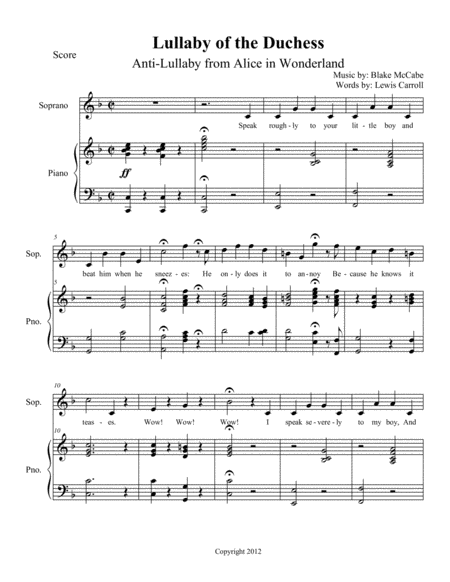Free Sheet Music Lullaby Of The Duchess