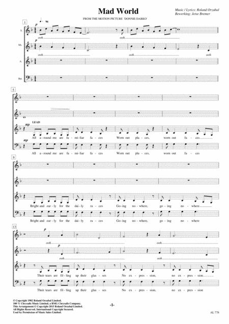 Mad World Saabar A Cappella Sheet Music