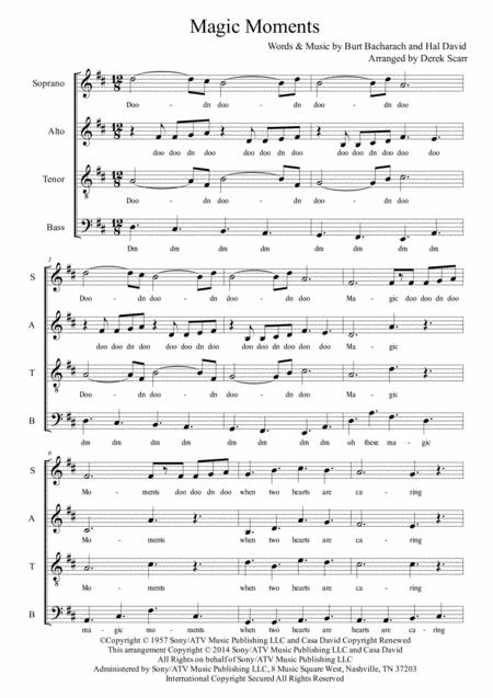 Free Sheet Music Magic Moments Satb A Cappella