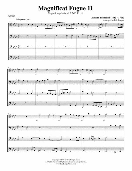 Free Sheet Music Magnificat Fugue No 11 For Trombone Or Low Brass Quartet