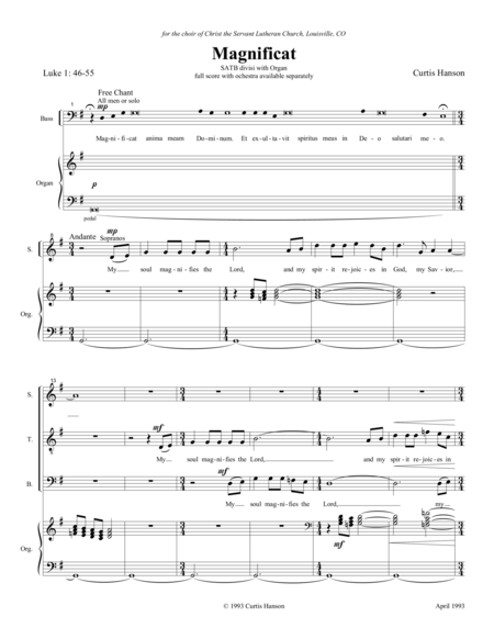 Free Sheet Music Magnificat Satb