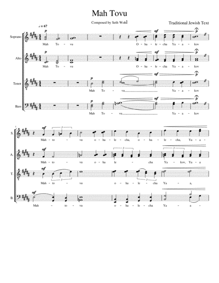 Free Sheet Music Mah Tovu