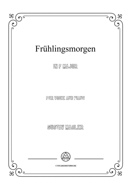 Mahler Frhlingsmorgen In F Major For Voice And Piano Sheet Music