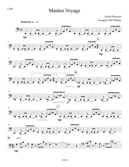 Free Sheet Music Maiden Voyage Cello