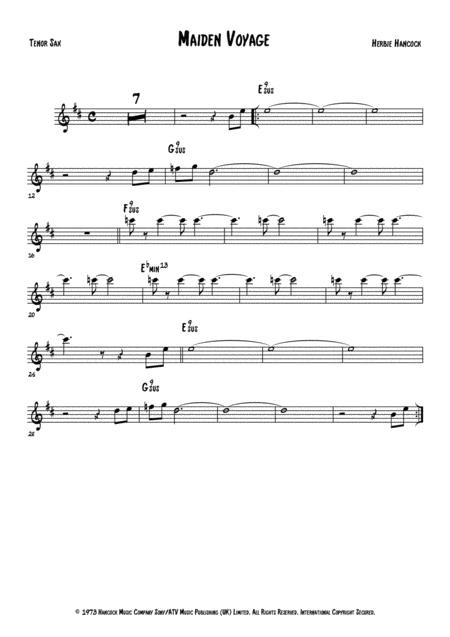 Maiden Voyage Herbie Hancock Tenor Sax Sheet Music