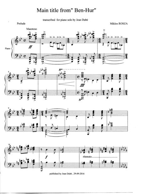 Free Sheet Music Main Title Prelude From Ben Hur