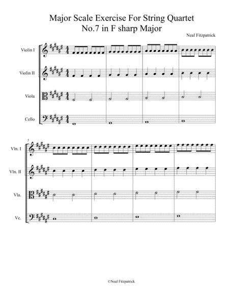 Major Scale Exercise For String Quartet No 7 In F Sharp Major Sheet Music